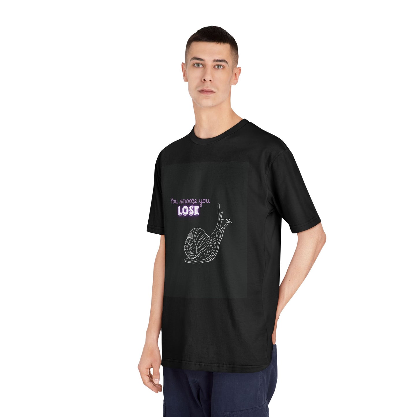 Snail Humor Unisex Classic Crewneck T-Shirt, Funny Tee, Unique Gift, Casual Wear, Sluggish Style, Perfect for Animal Lovers