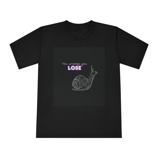 Snail Humor Unisex Classic Crewneck T-Shirt, Funny Tee, Unique Gift, Casual Wear, Sluggish Style, Perfect for Animal Lovers