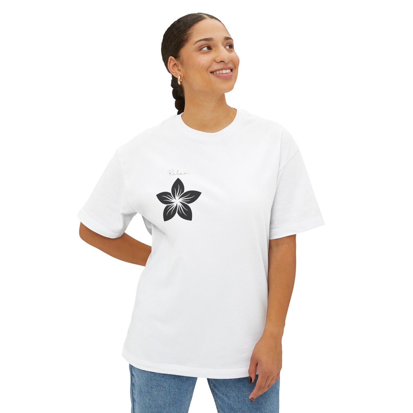 Oversized Floral Boxy Tee, Casual Tee, Unisex T-Shirt, Comfortable Everyday Wear, Floral Graphic Tee, Gift for All Occasions
